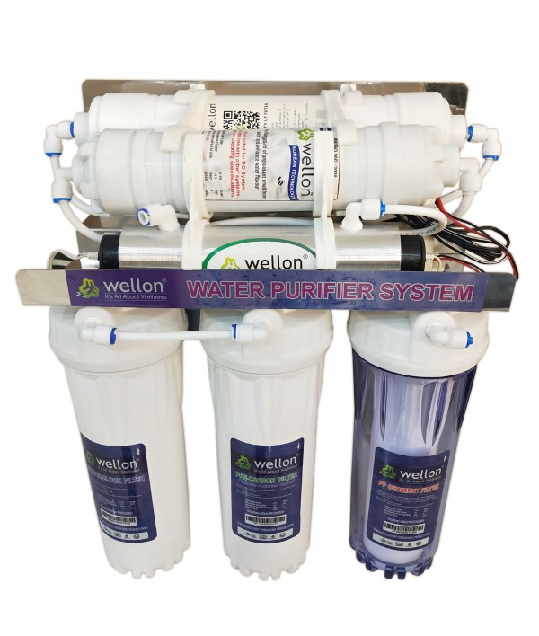 Wellon 15 LPH Ro + Antiscalant + UV + UF + Alkaline Water Purifier with Pre- filter & other accessories.